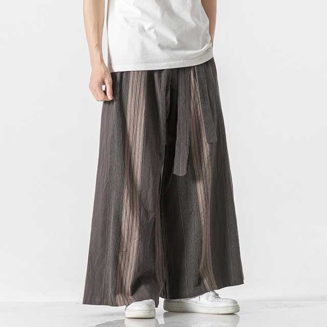 Chic Linen Wide-Leg Pants -  hakama style - Stylish Wide-Leg Hakama Pants for Everyday Wear - View 6