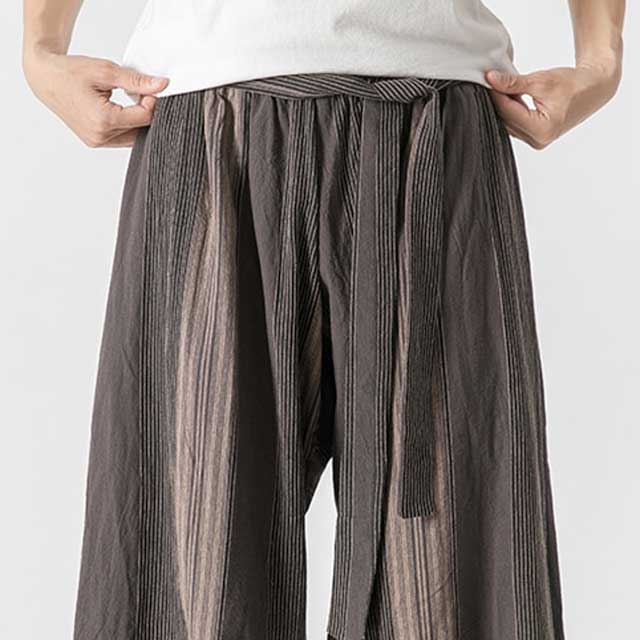 Chic Linen Wide-Leg Pants -  wide-leg pants - Stylish Wide-Leg Hakama Pants for Everyday Wear - View 9