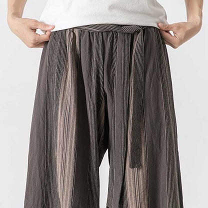 Chic Linen Wide-Leg Pants -  wide-leg pants - Stylish Wide-Leg Hakama Pants for Everyday Wear - View 9