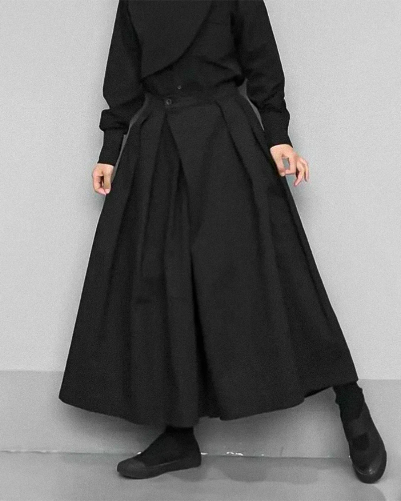 Chic Loose Crop Hakama Pants - hakama pants - Chic Loose Crop Hakama Pants for Everyday Style - Main view