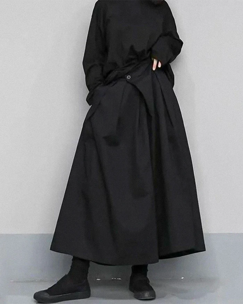 Chic Loose Crop Hakama Pants - stylish hakama pants - Chic Loose Crop Hakama Pants for Everyday Style - View 2