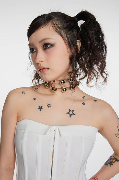 Chic Metallic Double-Strap Choker -  double-strap - Stylish Metallic Double-Strap Choker for Bold Statements - View 5