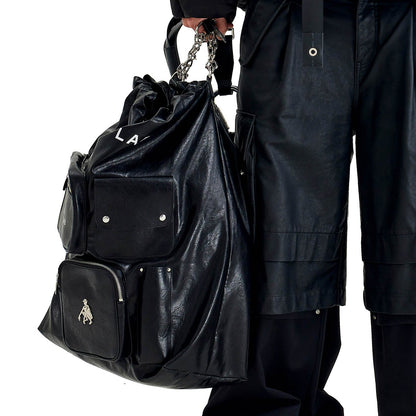 Chic Multi-Pocket Faux Leather Bag - stylish faux leather bag - Trendy Multi-Pocket Faux Leather Nomad Bag - View 2