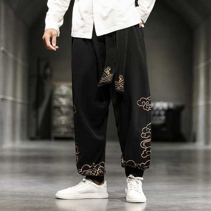 Chic Oriental Jogger Trousers -  casual wear - Stylish Wide Leg Japanese Jogger Trousers for Comfort - View 3