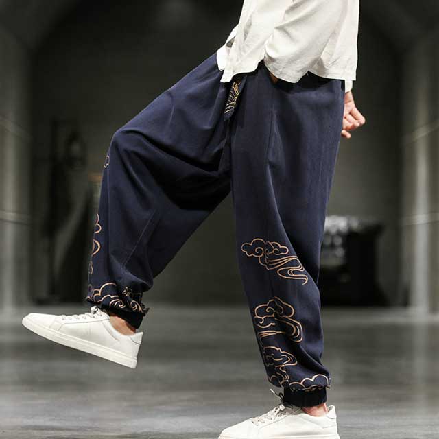 Chic Oriental Jogger Trousers -  japanese design - Stylish Wide Leg Japanese Jogger Trousers for Comfort - View 6