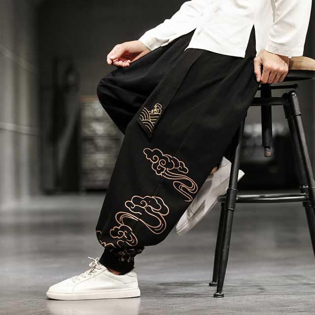 Chic Oriental Jogger Trousers -  stylish trousers - Stylish Wide Leg Japanese Jogger Trousers for Comfort - View 7
