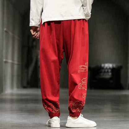 Chic Oriental Jogger Trousers -  versatile joggers - Stylish Wide Leg Japanese Jogger Trousers for Comfort - View 8