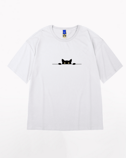 Chic Oversized Cat Graphic Tee -  hip-hop style - Chic Oversized Cat Graphic Tee for Unique Style - View 6
