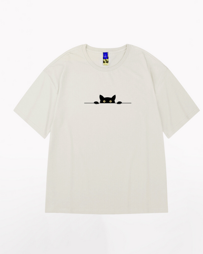 Chic Oversized Cat Graphic Tee -  streetwear - Chic Oversized Cat Graphic Tee for Unique Style - View 7