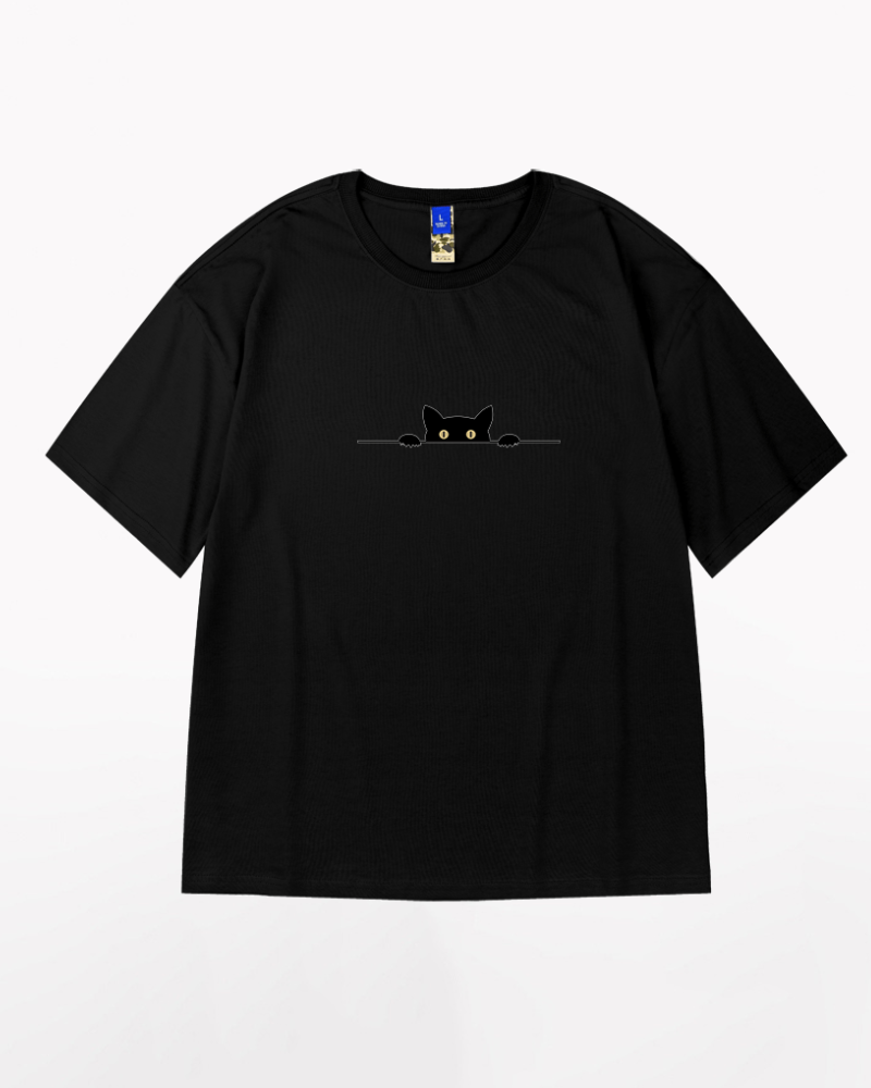 Chic Oversized Cat Graphic Tee -  unique cat design - Chic Oversized Cat Graphic Tee for Unique Style - View 8