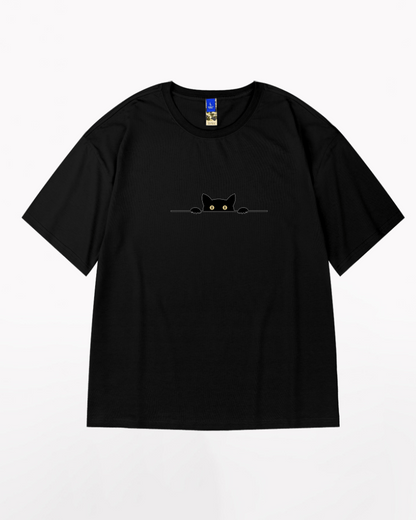 Chic Oversized Cat Graphic Tee -  unique cat design - Chic Oversized Cat Graphic Tee for Unique Style - View 8