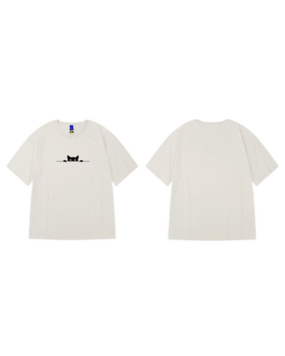 Chic Oversized Cat Graphic Tee -  versatile streetwear - Chic Oversized Cat Graphic Tee for Unique Style - View 9
