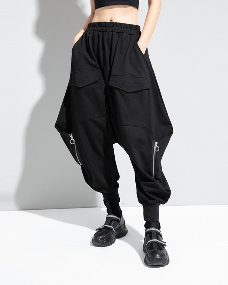 Chic Oversized Hakama Trousers - stylish techwear pants - Chic Oversized Hakama Trousers for Modern Style - View 2