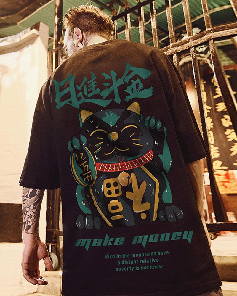 Chic Oversized Lucky Cat Tee - oversized t-shirt - Chic Oversized Lucky Cat Tee for Everyday Comfort - View 2