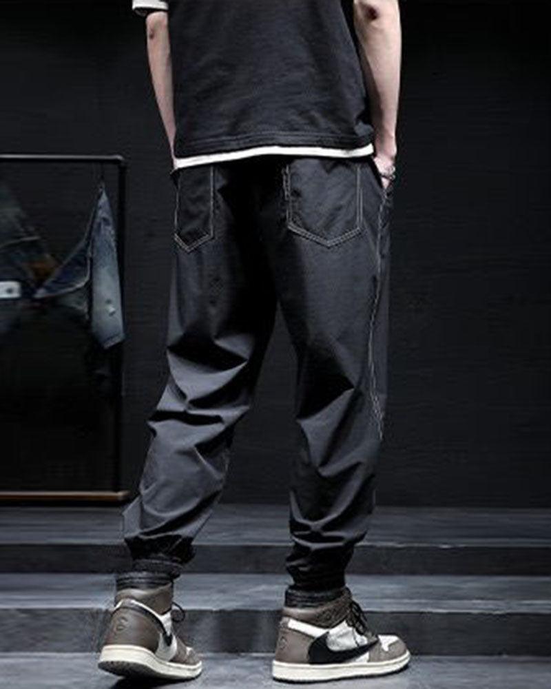 Chic Patchwork Ice Silk Trousers - lightweight summer wear - Chic Patchwork Ice Silk Trousers for Summer Comfort - View 2