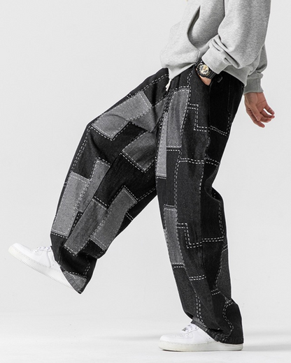 Chic Plaid Hakama Trousers - stylish techwear pants - Stylish Plaid Hakama Trousers for Contemporary Wear - View 2