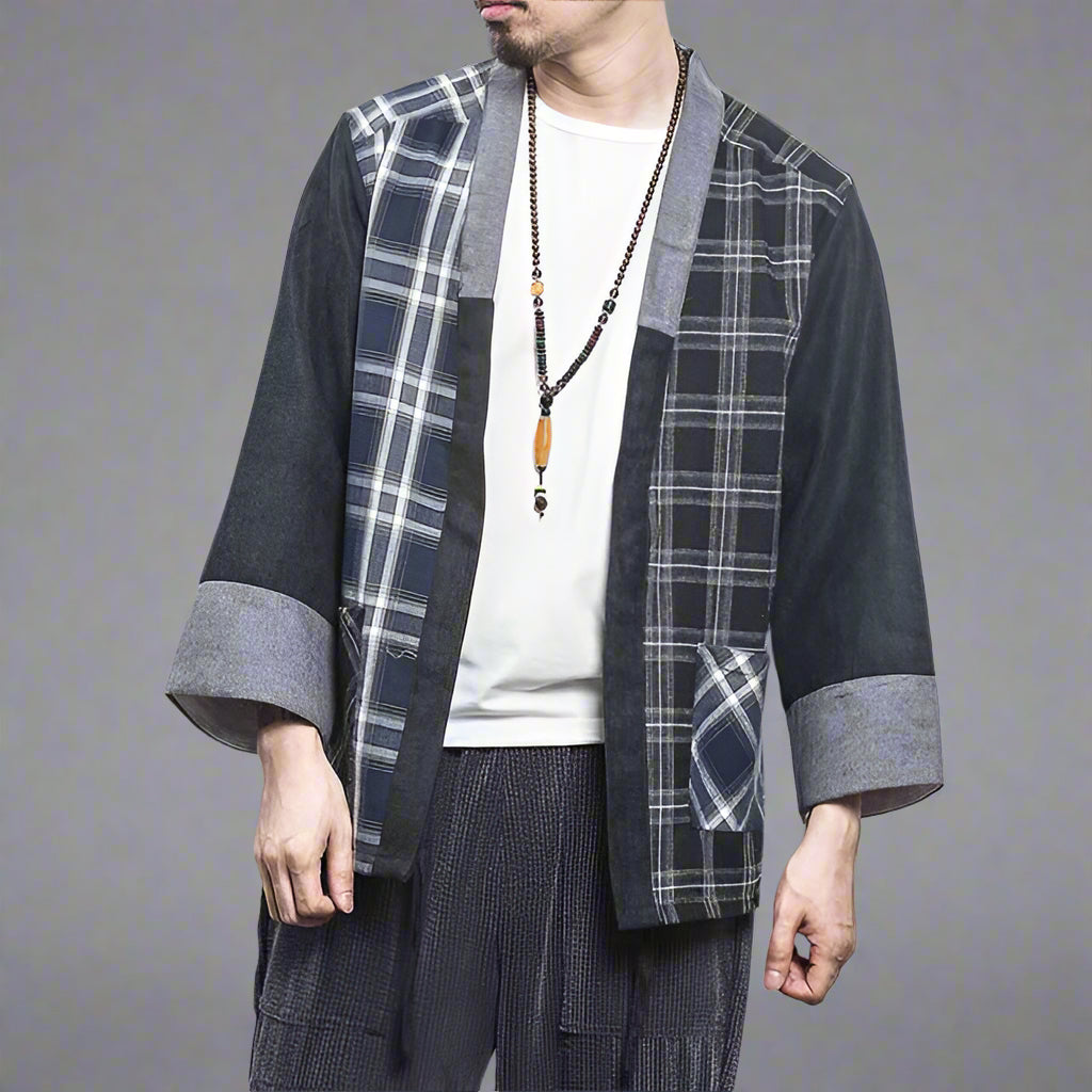 Chic Plaid Kimono Wrap - kimono for layering - Stylish Plaid Kimono Wrap for Effortless Layering - Main view