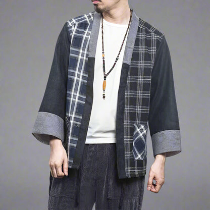 Chic Plaid Kimono Wrap - kimono for layering - Stylish Plaid Kimono Wrap for Effortless Layering - Main view