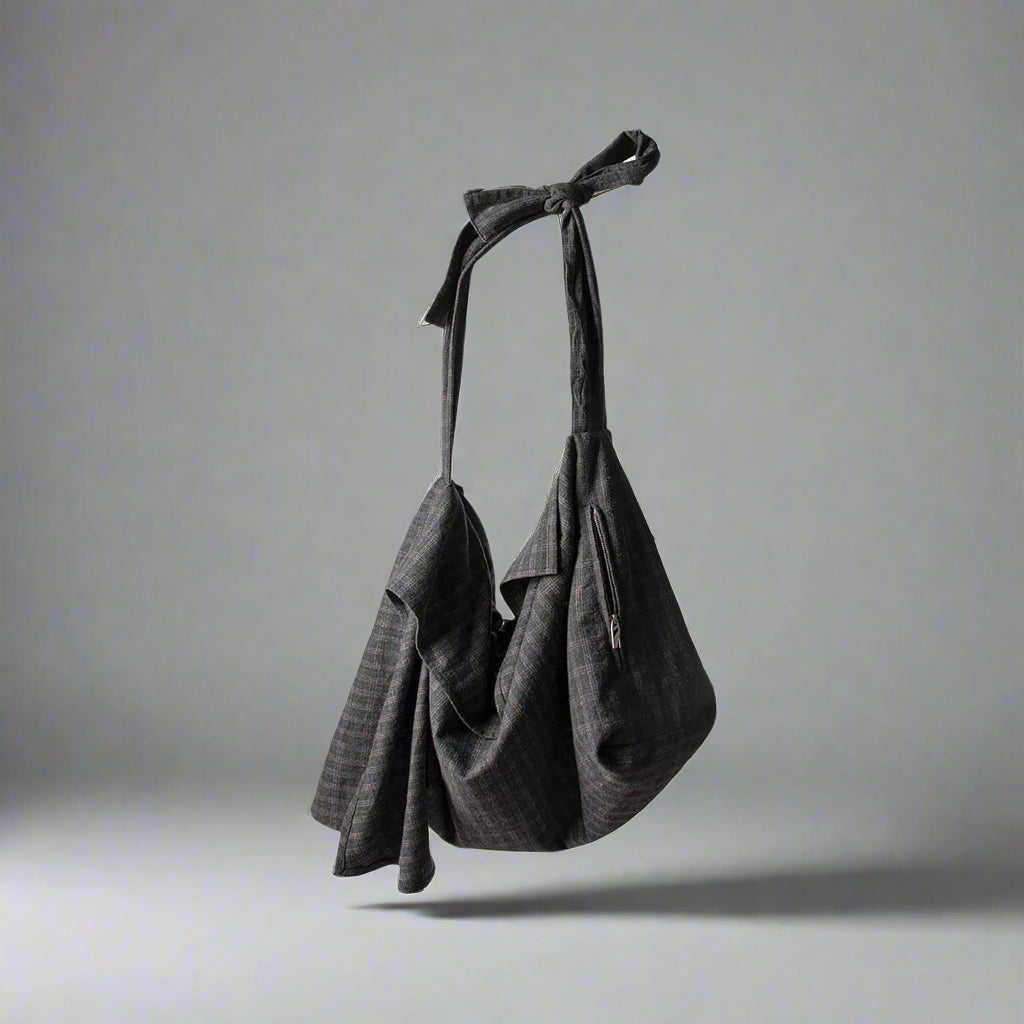 Chic Plaid Wool Hobo Bag - plaid bag - Chic Plaid Wool Hobo Bag for Everyday Style - Main view