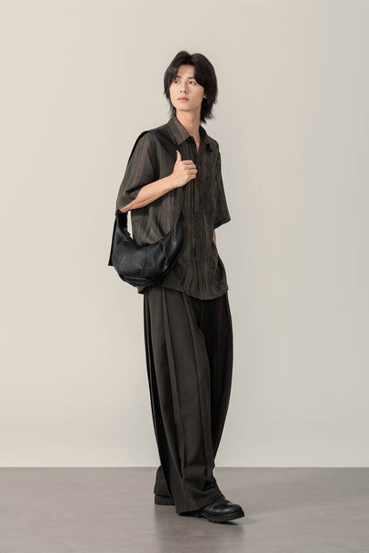 Chic Pleated Waxed Leather Bag -  chic bag - Stylish Pleated Waxed Leather Bag for Everyday Use - View 5