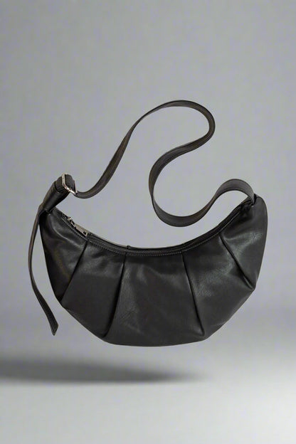 Chic Pleated Waxed Leather Bag -  crossbody bag - Stylish Pleated Waxed Leather Bag for Everyday Use - View 6