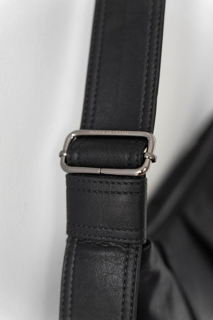 Chic Pleated Waxed Leather Bag - waxed leather - Stylish Pleated Waxed Leather Bag for Everyday Use - View 9
