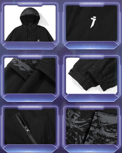 Chic Printed Big Pocket Hoodie - functional hoodie - Chic Printed Big Pocket Hoodie for Style and Functionality - View 10