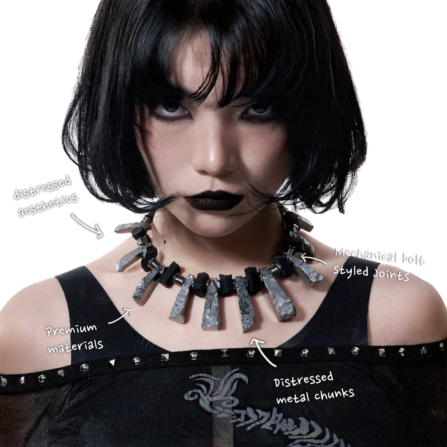 Chic Reversible Distressed Necklace -  versatile necklace styling - Reversible Distressed Metal Necklace for Versatile Style - View 8