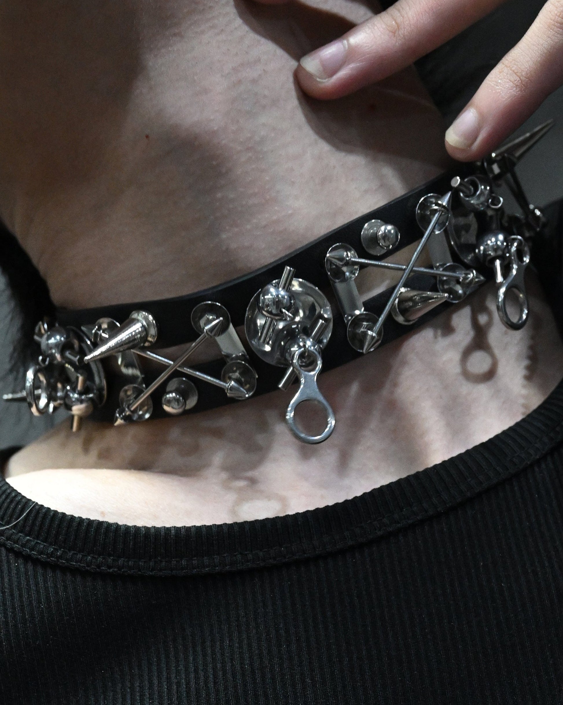 Chic Rivet PU Choker -  adjustable choker for women - Chic Rivet PU Choker for a Contemporary Look - View 11