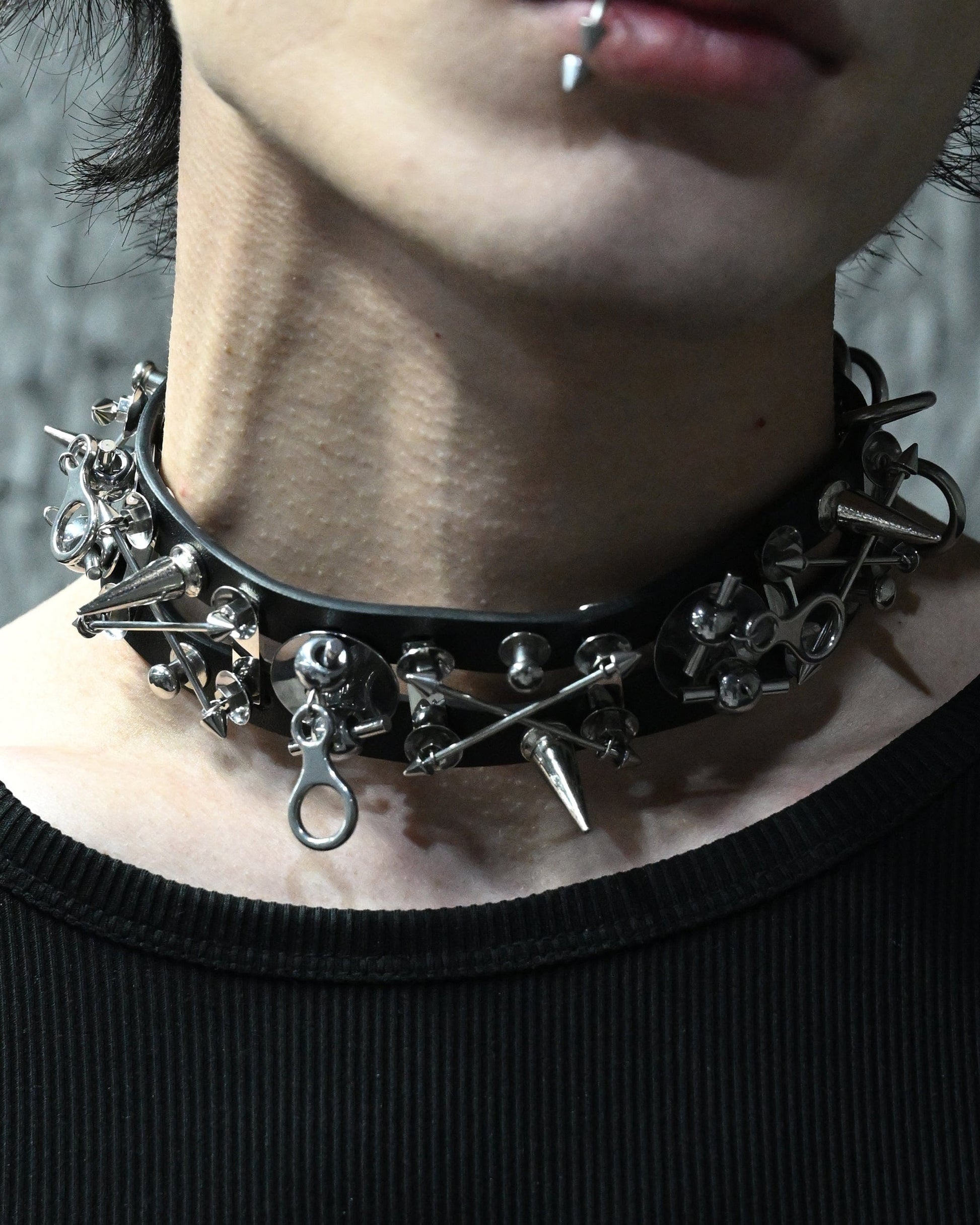 Chic Rivet PU Choker - pu choker - Chic Rivet PU Choker for a Contemporary Look - View 8
