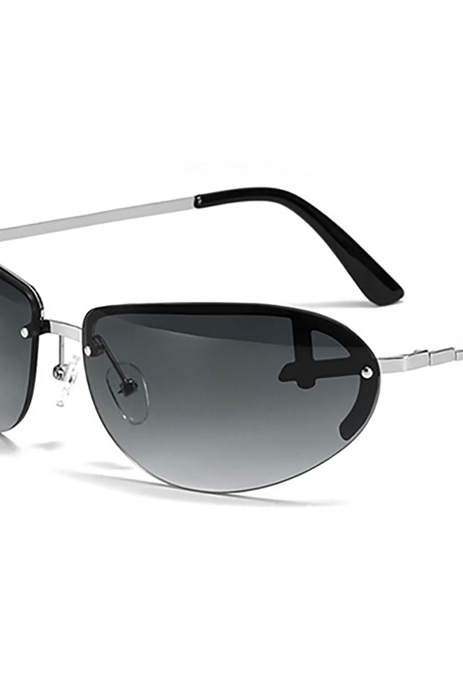 Chic Semi-Rim Oval Shades - comfortable sunglasses - Stylish Semi-Rim Oval Sunglasses with Gradient Lenses - View 8