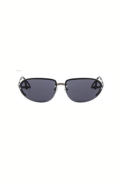 Chic Semi-Rim Oval Shades - oval sunglasses - Stylish Semi-Rim Oval Sunglasses with Gradient Lenses - View 9