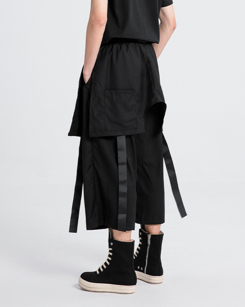 Chic Short Hakama Trousers -  black trousers - Chic Short Hakama Trousers for Modern Style - View 3