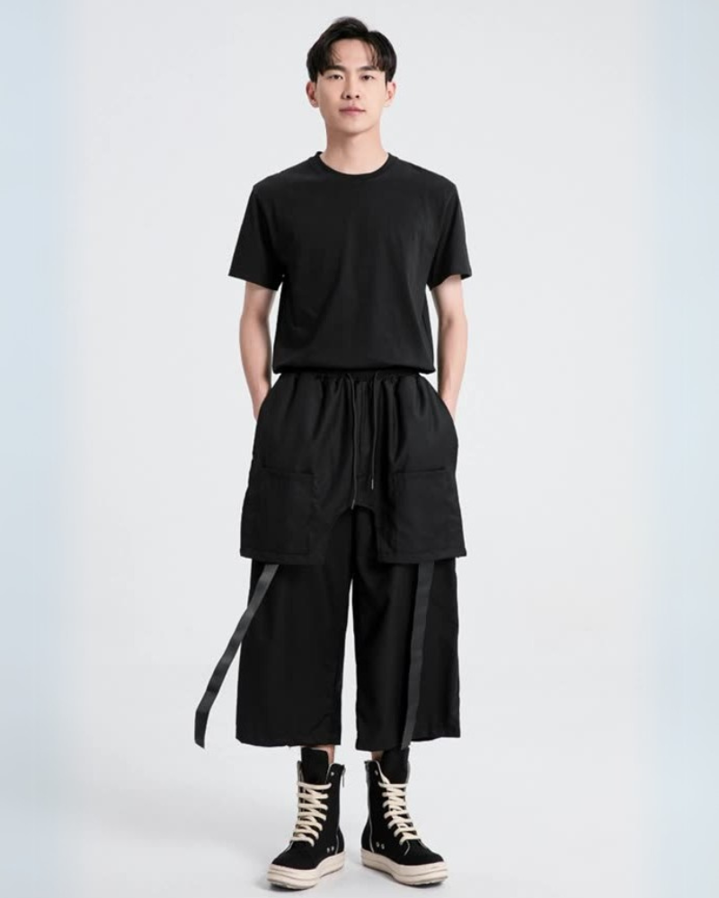 Chic Short Hakama Trousers -  cotton and polyester blend trousers - Chic Short Hakama Trousers for Modern Style - View 4