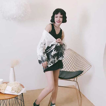 Chic Short Kimono Style -  stylish kimono - Stylish Short Kimono Jacket with Dragon Print - View 7