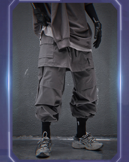 Chic Skirt Hem Cargo Pants -  futuristic style - Chic Skirt Hem Cargo Pants for a Trendy Look - View 6