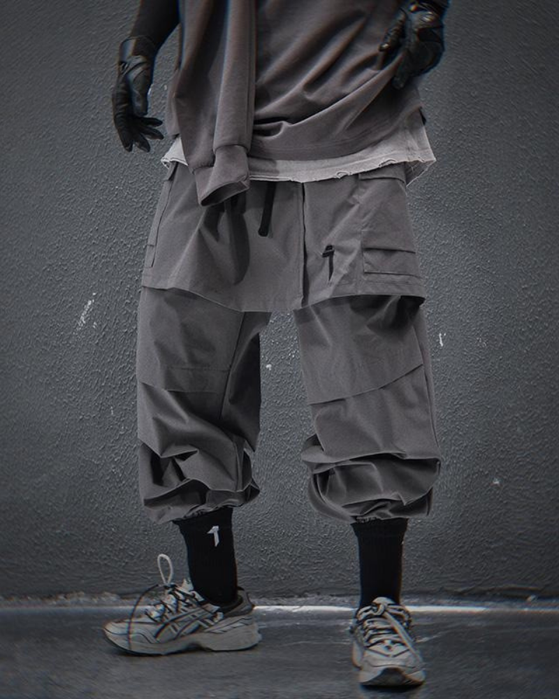 Chic Skirt Hem Cargo Pants - two-piece skirt pants - Chic Skirt Hem Cargo Pants for a Trendy Look - View 2