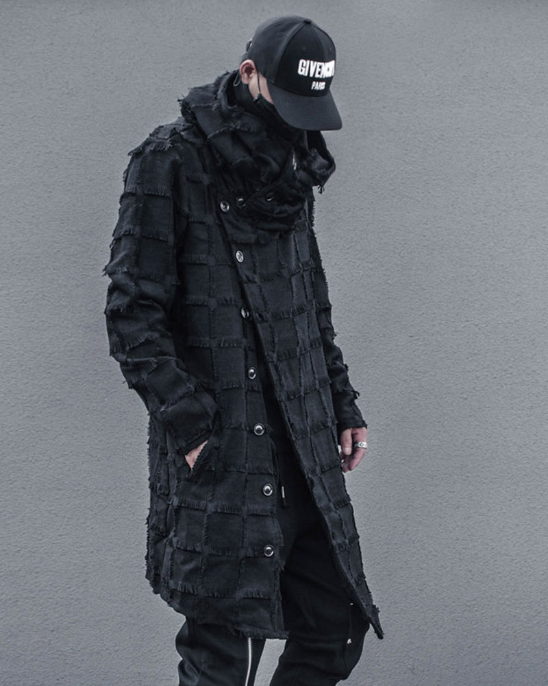 Chic Stripe Fringe Long Coat -  black coat - Chic Stripe Fringe Long Coat for Modern Style - View 3