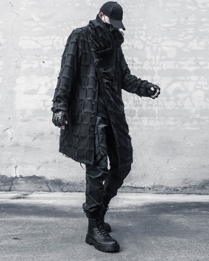 Chic Stripe Fringe Long Coat -  ninja aesthetic coat - Chic Stripe Fringe Long Coat for Modern Style - View 5