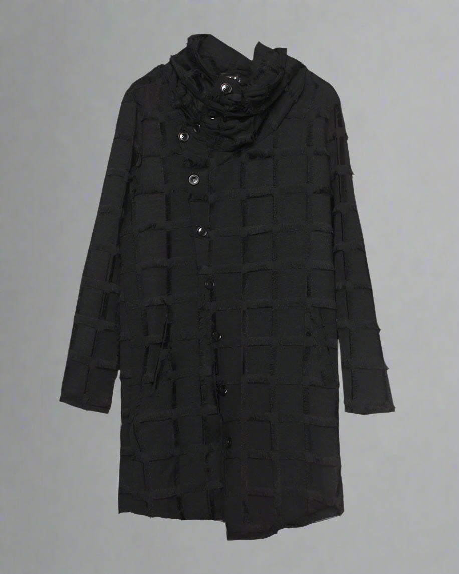Chic Stripe Fringe Long Coat -  techwear coat - Chic Stripe Fringe Long Coat for Modern Style - View 7