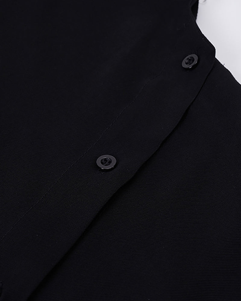Chic Techwear Relaxed Collar Shirt -  black shirt - Relaxed Collar Techwear Shirt for Street Style - View 10