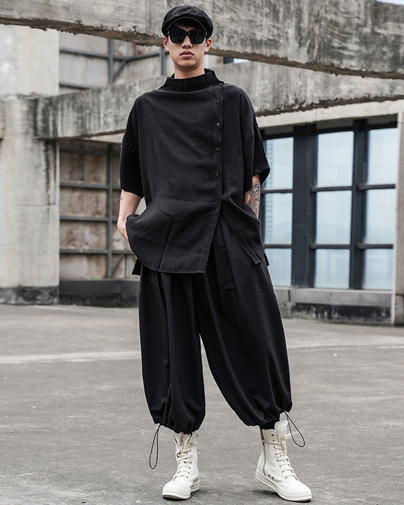 Chic Techwear Relaxed Collar Shirt -  comfortable design shirt - Relaxed Collar Techwear Shirt for Street Style - View 4