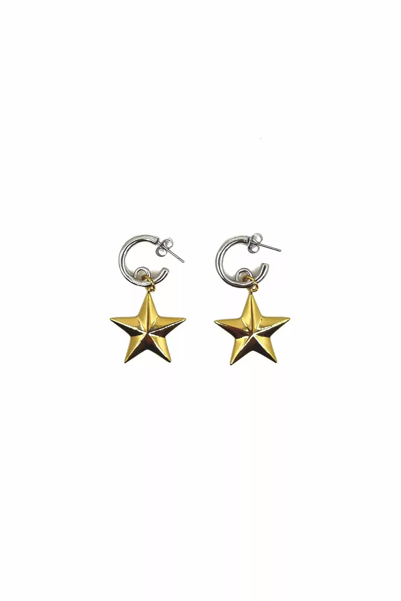 Chic Two-Tone Pentagram Drops - unique earrings design - Stylish Two-Tone Pentagram Drop Earrings - View 8