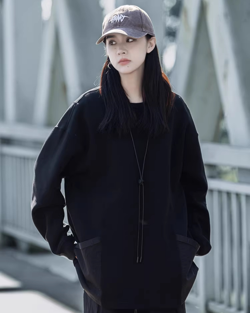 Chic Unisex Streetwear Sweatshirt -  black and white sweatshirt - Unisex Comfortable Crew Neck Sweatshirt - View 3