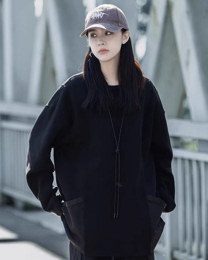 Chic Unisex Streetwear Sweatshirt -  black and white sweatshirt - Unisex Comfortable Crew Neck Sweatshirt - View 3