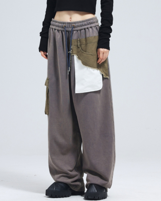 Chic Unisex Wide Leg Pants - futuristic cargo pants - Futuristic Unisex Wide Leg Cargo Pants for Everyday Style - Main view