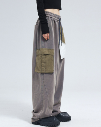 Chic Unisex Wide Leg Pants - wide leg pants - Futuristic Unisex Wide Leg Cargo Pants for Everyday Style - View 2