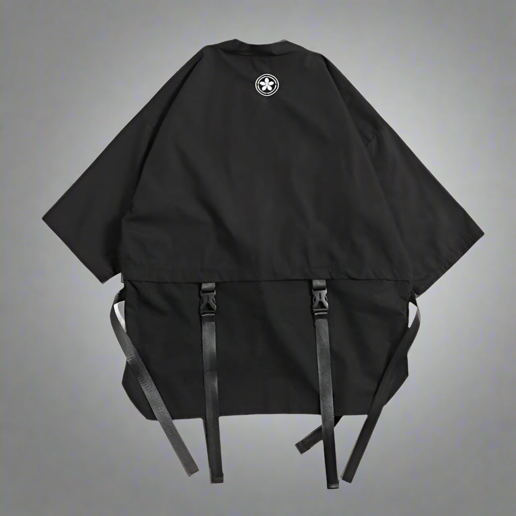 Chic Urban Kimono Layering - modern streetwear - Stylish Urban Kimono Cardigan with Pockets - View 2
