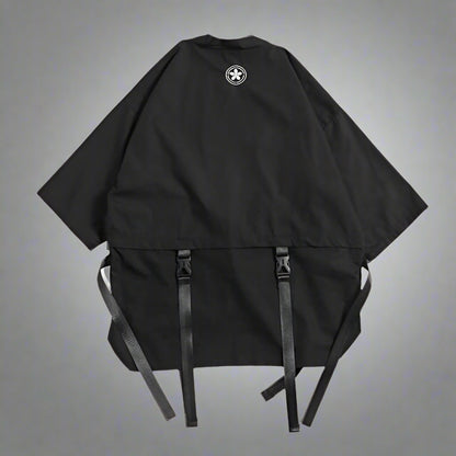 Chic Urban Kimono Layering - modern streetwear - Stylish Urban Kimono Cardigan with Pockets - View 2
