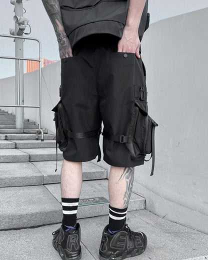 Chic Utility Cargo Shorts - functional techwear summer shorts - Chic Utility Cargo Shorts for Modern Adventurers - View 2